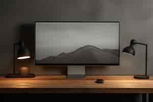 Gratis foto moderne monitor op elegante tafel