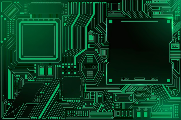 Moederbord circuit technologie achtergrond in gradiënt groen