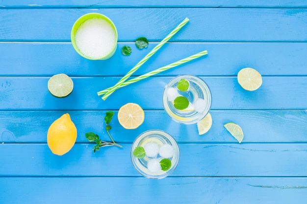 Mojito-cocktails in glazen met citrusvruchten