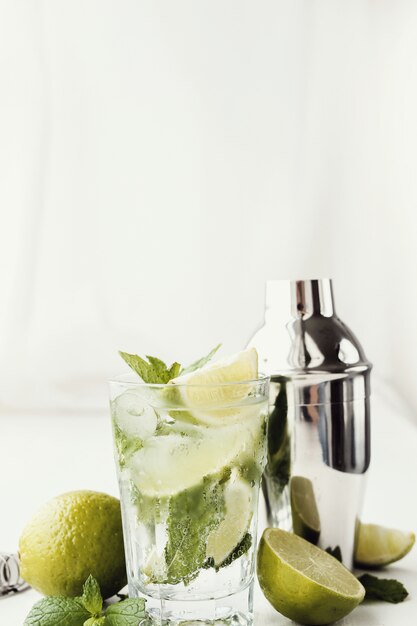 Mojito glas met ingrediënten