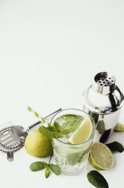 Mojito glas met ingrediënten