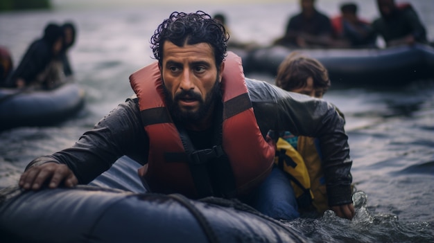 Gratis foto moment vastgelegd tijdens een migratiecrisis met mensen