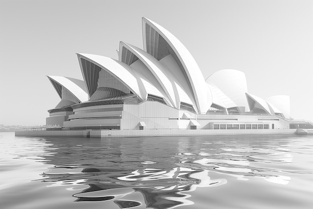 Gratis foto monochrome uitzicht op het sydney opera house voor werelderfgoeddag