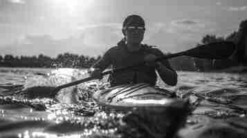 Gratis foto monochroom portret van een atleet die deelneemt aan het kampioenschap van de paralympische spelen