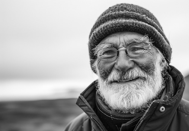 Monochroom portret van een oudere man