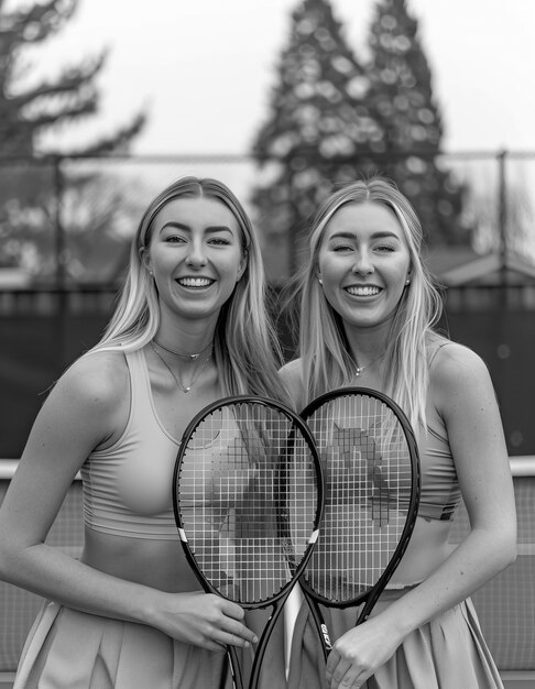 Gratis foto monochroom portret van een professionele tennisspeler