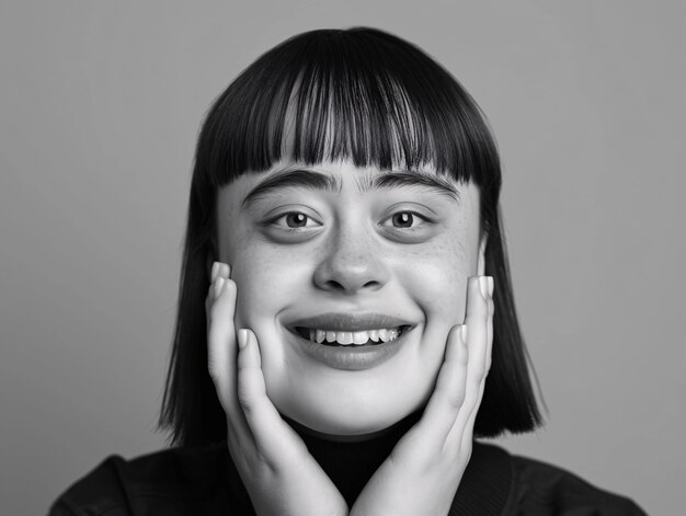 Monochroom portret van een vrouw die kwetsbaarheid en zelfacceptatie toont.