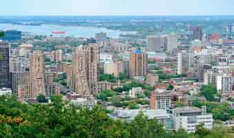 Gratis foto montreal dag uitzicht vanaf mont royal met skyline van de stad