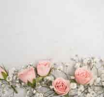 Gratis foto mooi assortiment roze rozenknoppen en witte bloemen