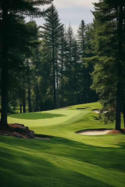 Gratis foto mooi landschap van de golfbaan.