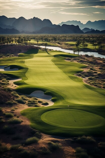 Mooi landschap van de golfbaan.
