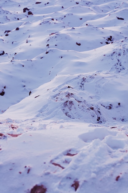 Mooi schot van een witte besneeuwde oppervlak tijdens een zonnige dag