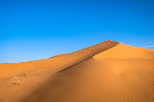 Mooi schot van een zandduin met een heldere blauwe hemel