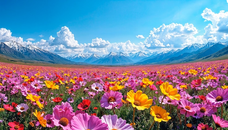 Gratis Foto mooi voorjaarslandschap met bloeiende bloemen