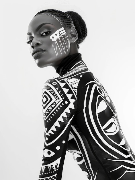 Gratis foto mooie afrikaanse vrouw monochroom portret