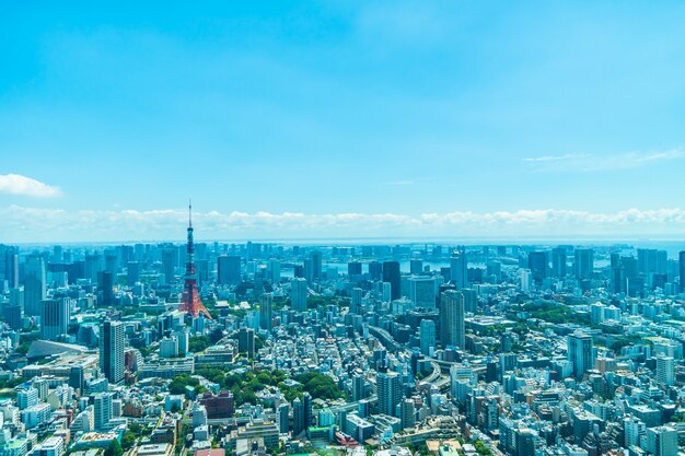 Mooie architectuur die de stad van Tokyo met de Tokyo toren bouwen
