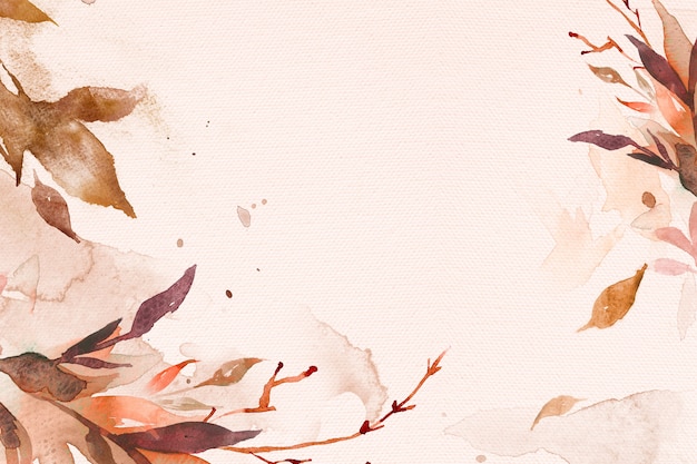 Mooie blad aquarel achtergrond in bruin herfstseizoen