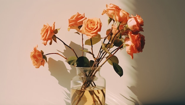 Gratis foto mooie bloeiende rozen in vaas