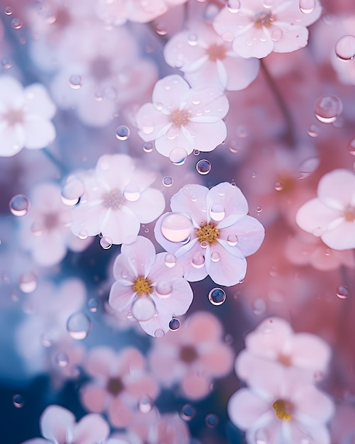 Gratis foto mooie bloemen met waterdruppels