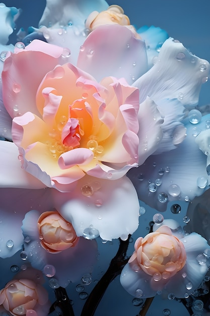 Gratis foto mooie bloemen met waterdruppels