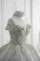 Gratis foto mooie bruiloft bruidsjurk op etalagepop in showroom in winkelcentrum