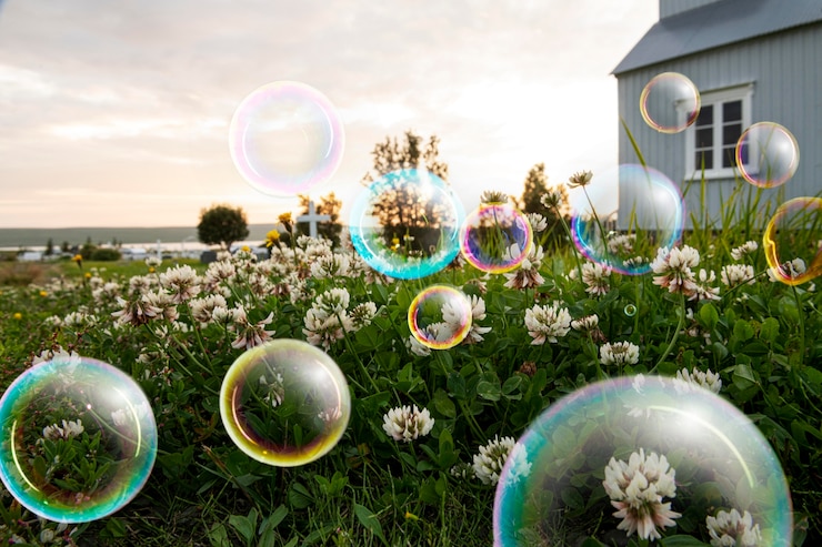 Gratis Foto mooie bubbel die aan de buitenkant drijft
