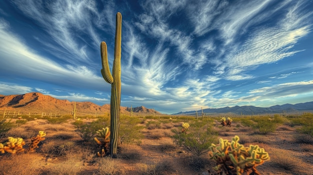 Mooie cactusplant met woestijnlandschap