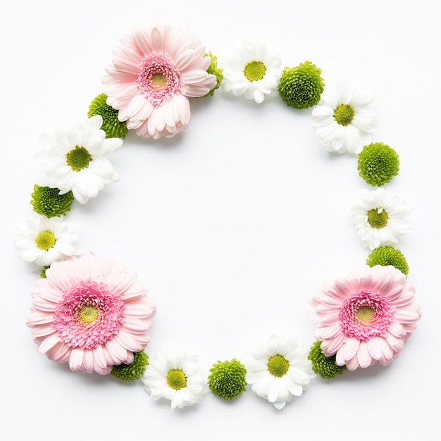 Gratis foto mooie cirkel van bloemen en vetplanten