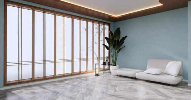 Mooie kamer in mint tropische stijl, de kamers en het licht schijnt van de zon in de kamer.3d-rendering