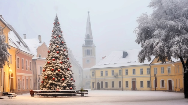 Gratis foto mooie kerstboom in de stad