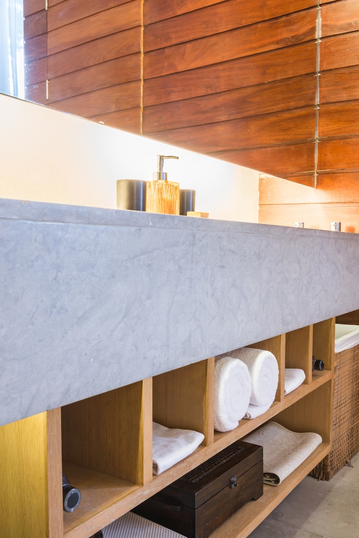 Gratis Foto mooie luxe badkamer en toilet interieur