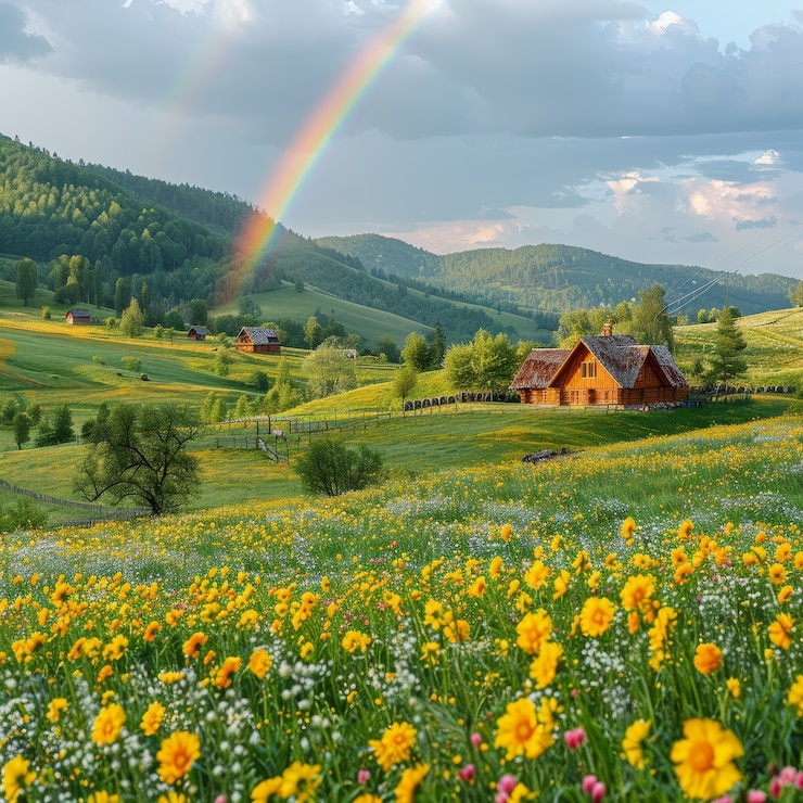 Gratis Foto mooie regenboog in de natuur