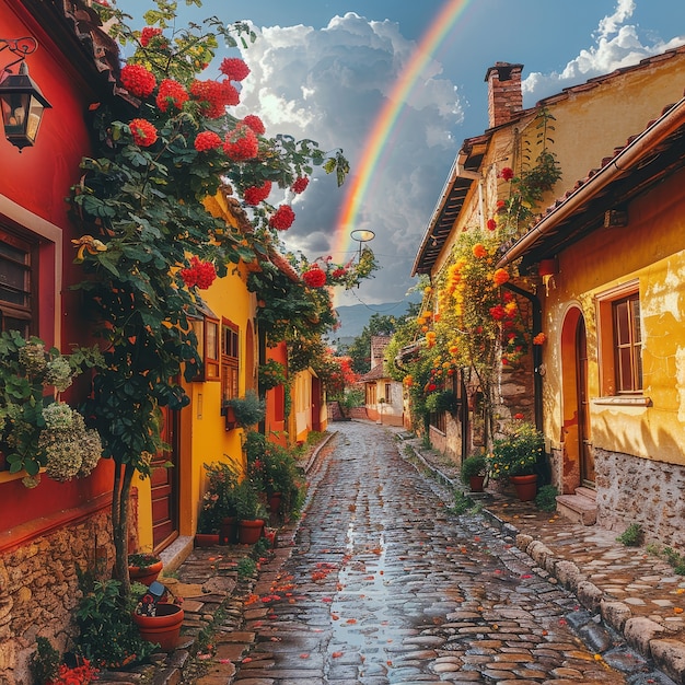 Mooie regenboog in de natuur