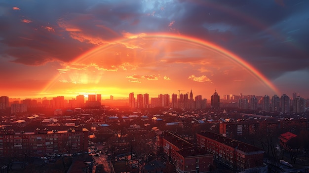 Gratis foto mooie regenboog in de natuur