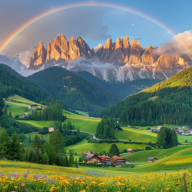 Gratis foto mooie regenboog in de natuur