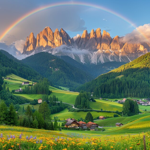 Mooie regenboog in de natuur