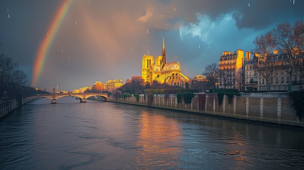 Gratis foto mooie regenboog in de natuur