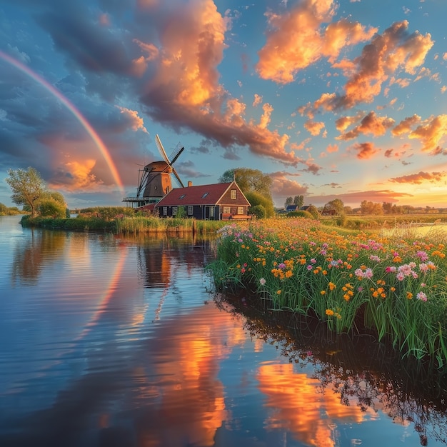 Gratis foto mooie regenboog in de natuur