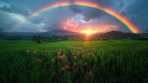 Gratis foto mooie regenboog in de natuur