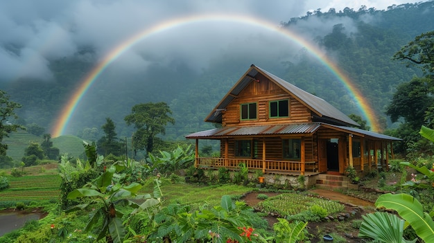 Gratis foto mooie regenboog in de natuur