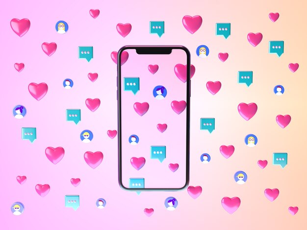 Mooie weergave van dating app-concept