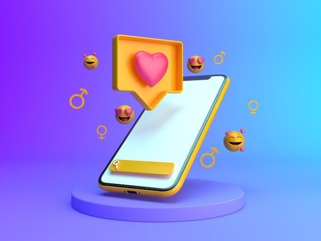 Mooie weergave van dating app-concept