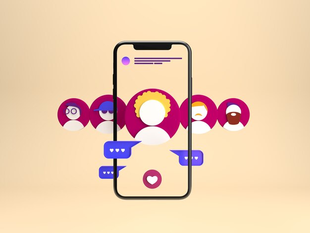 Mooie weergave van het concept van de dating app.
