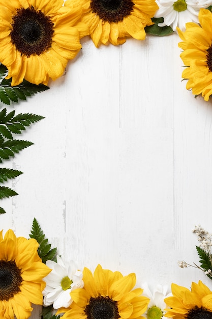 Mooie zonnebloem frame boven weergave