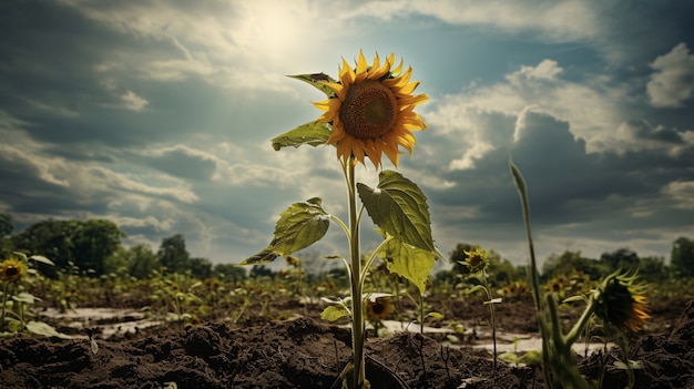 Mooie zonnebloem in de natuur.