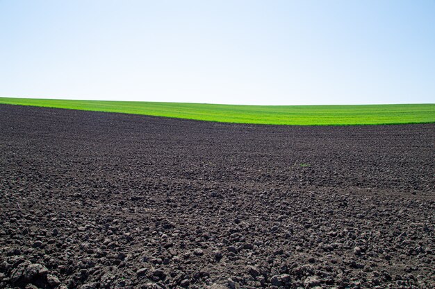 Mooie zwarte aarde velden in Oekraïne. Agrarische landschap