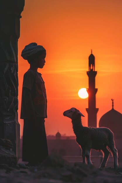 Moslims met fotorealistische dieren voorbereid voor het eid al-adha-offer