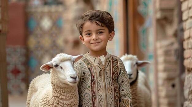 Moslims met fotorealistische dieren voorbereid voor het eid al-adha-offer
