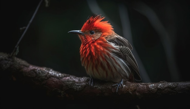 Multi gekleurde vogel zitstokken op tak in tropische boshabitat gegenereerd door AI