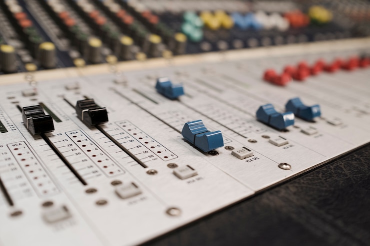 Gratis Foto muziekstudio met hoge hoek
